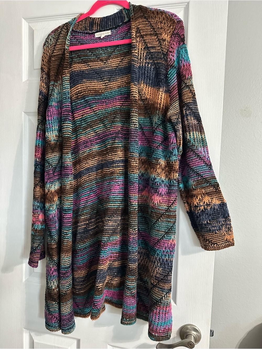 Multicolor Striped Knit Cardigan - Open Front